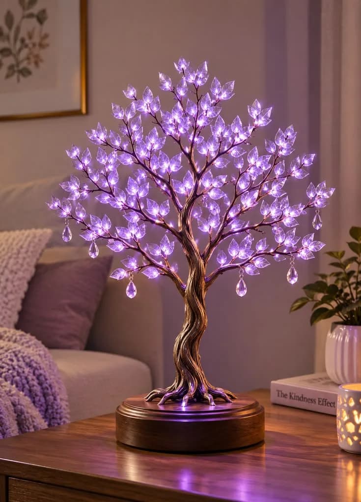 LED Crystal Leaf Tree Lamp – Beautiful Decorative Table Light